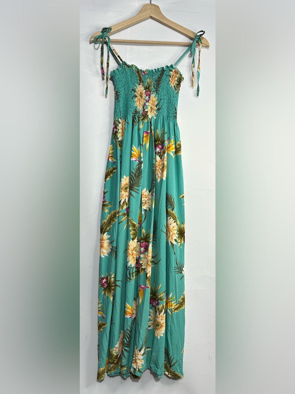 Two Palms Made in Hawaii Teal Floral Lua Dress One Size